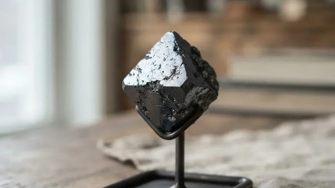 Cristal octaédrico de magnetita negra brillante, imán natural - Anna Piedra