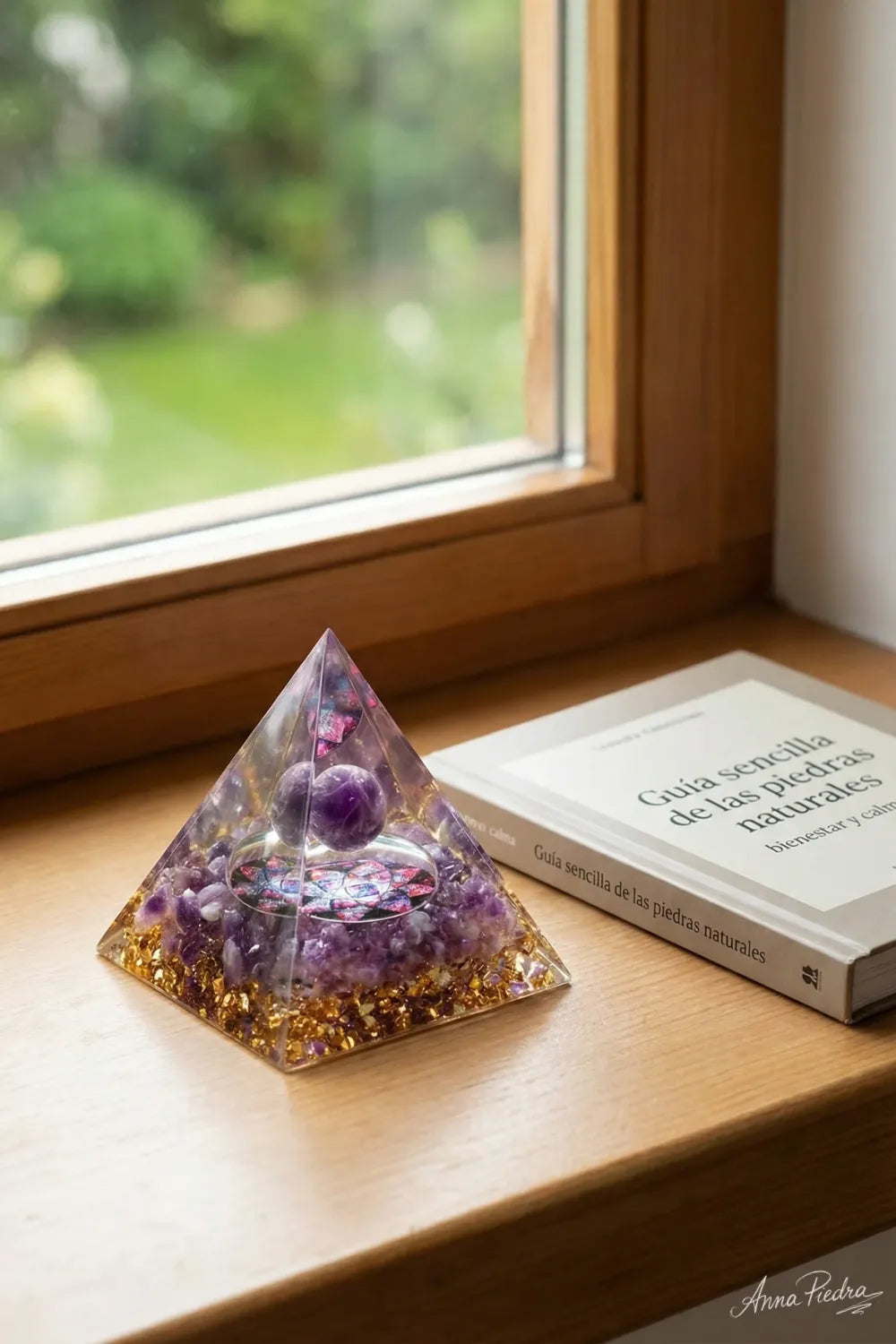 Pirámide de orgonita amatista natural