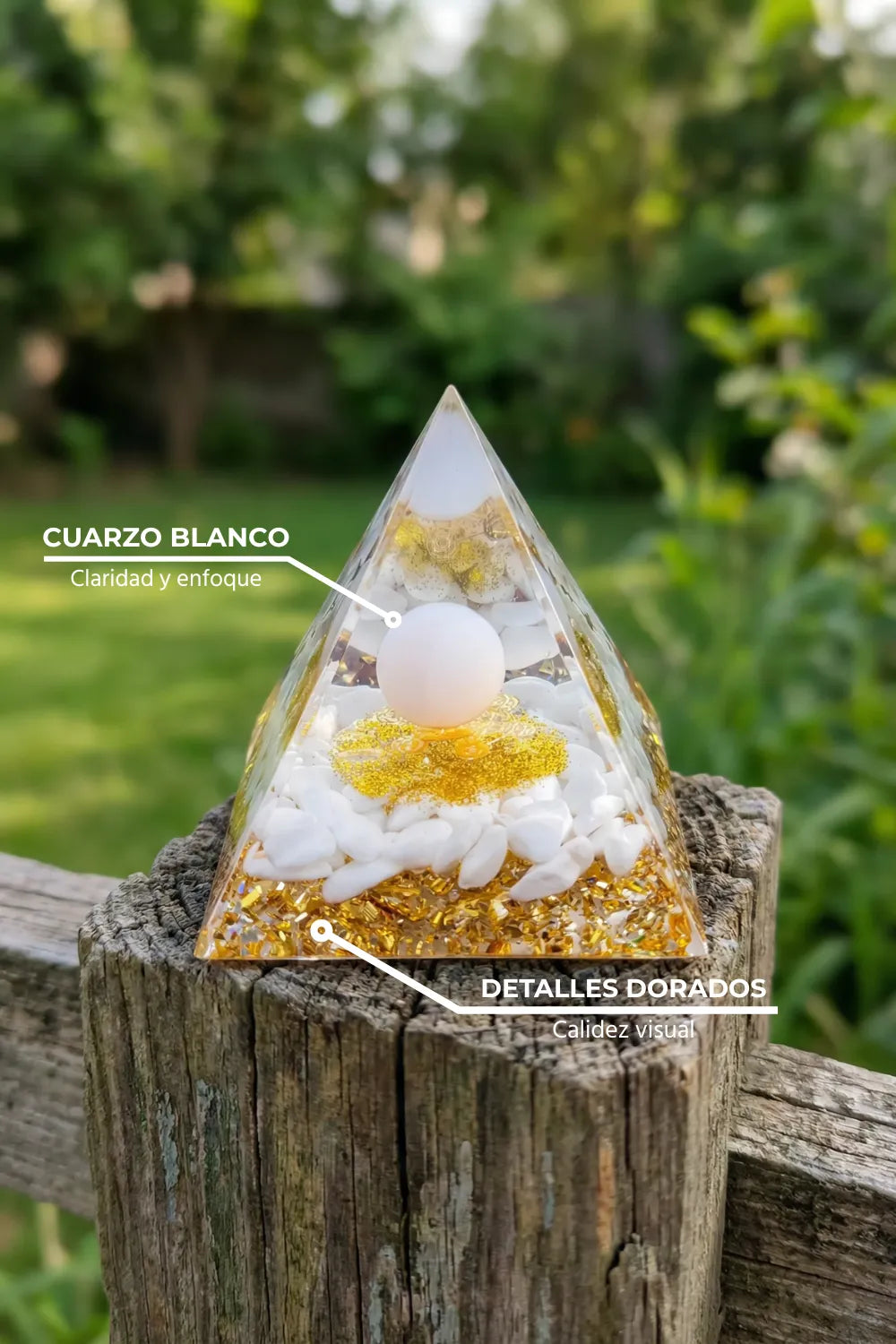 Pirámide de orgonita cuarzo blanco