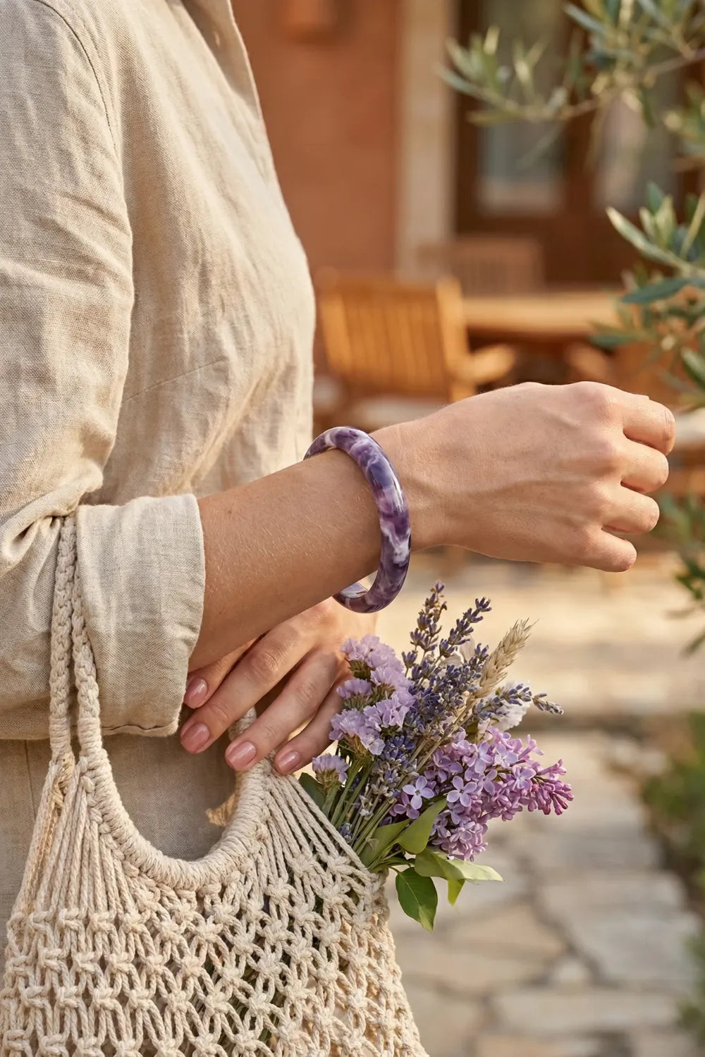 Brazalete de amatista tipo aro