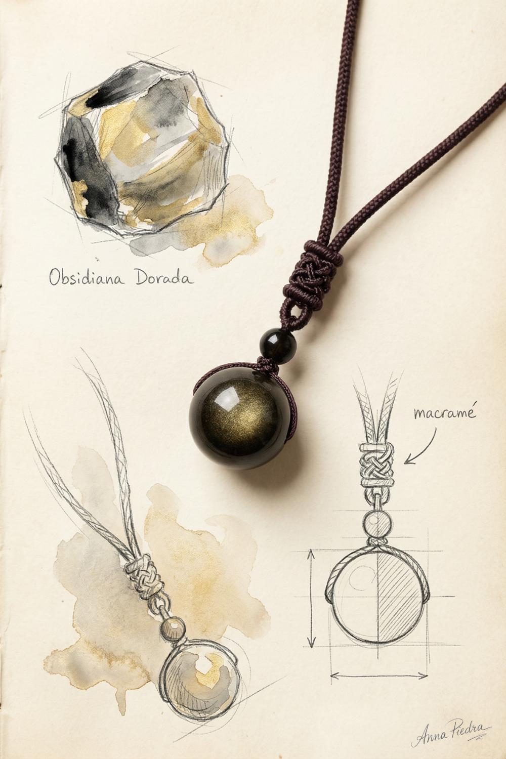 Colgante obsidiana dorada
