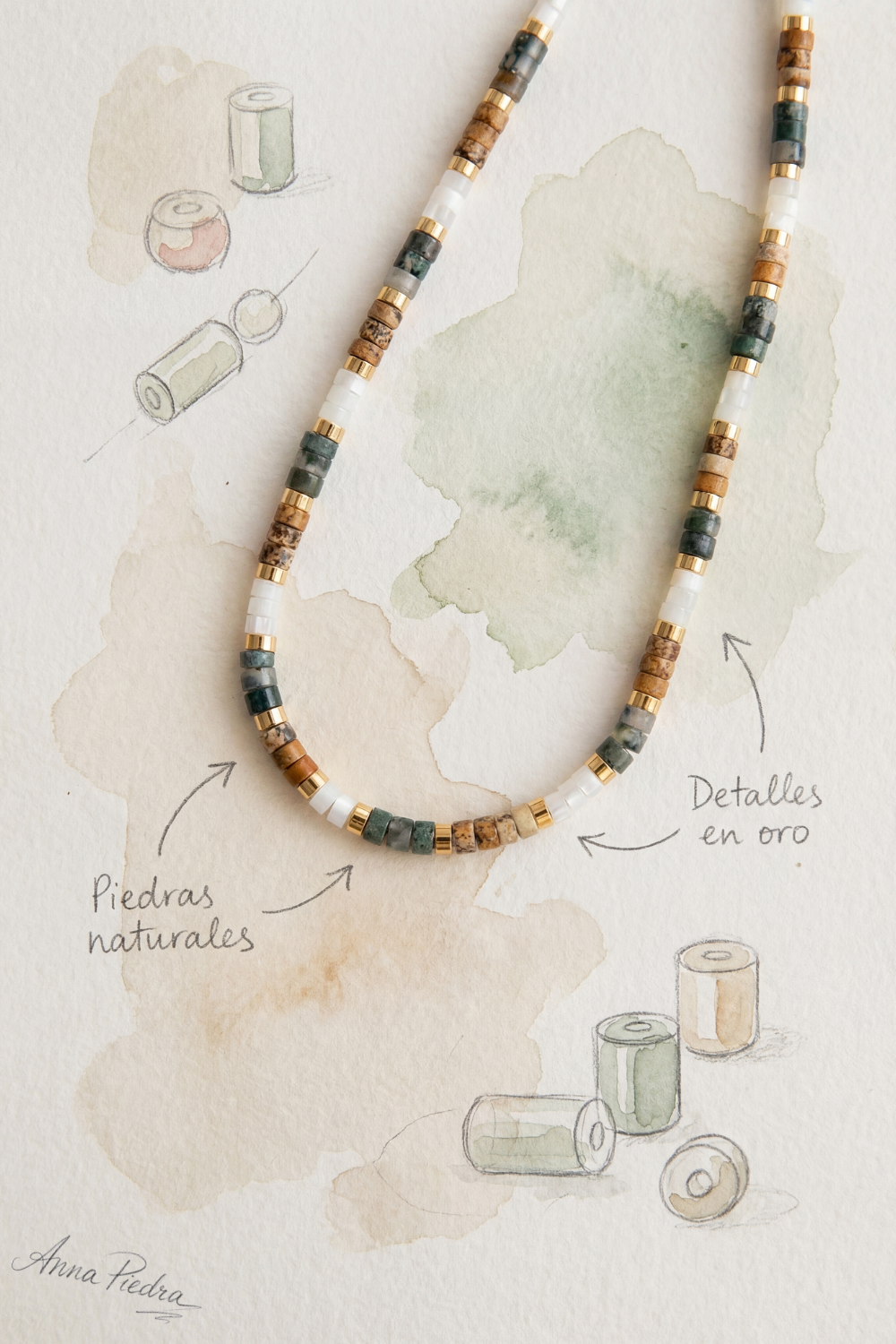 Collar bohemio de piedras naturales
