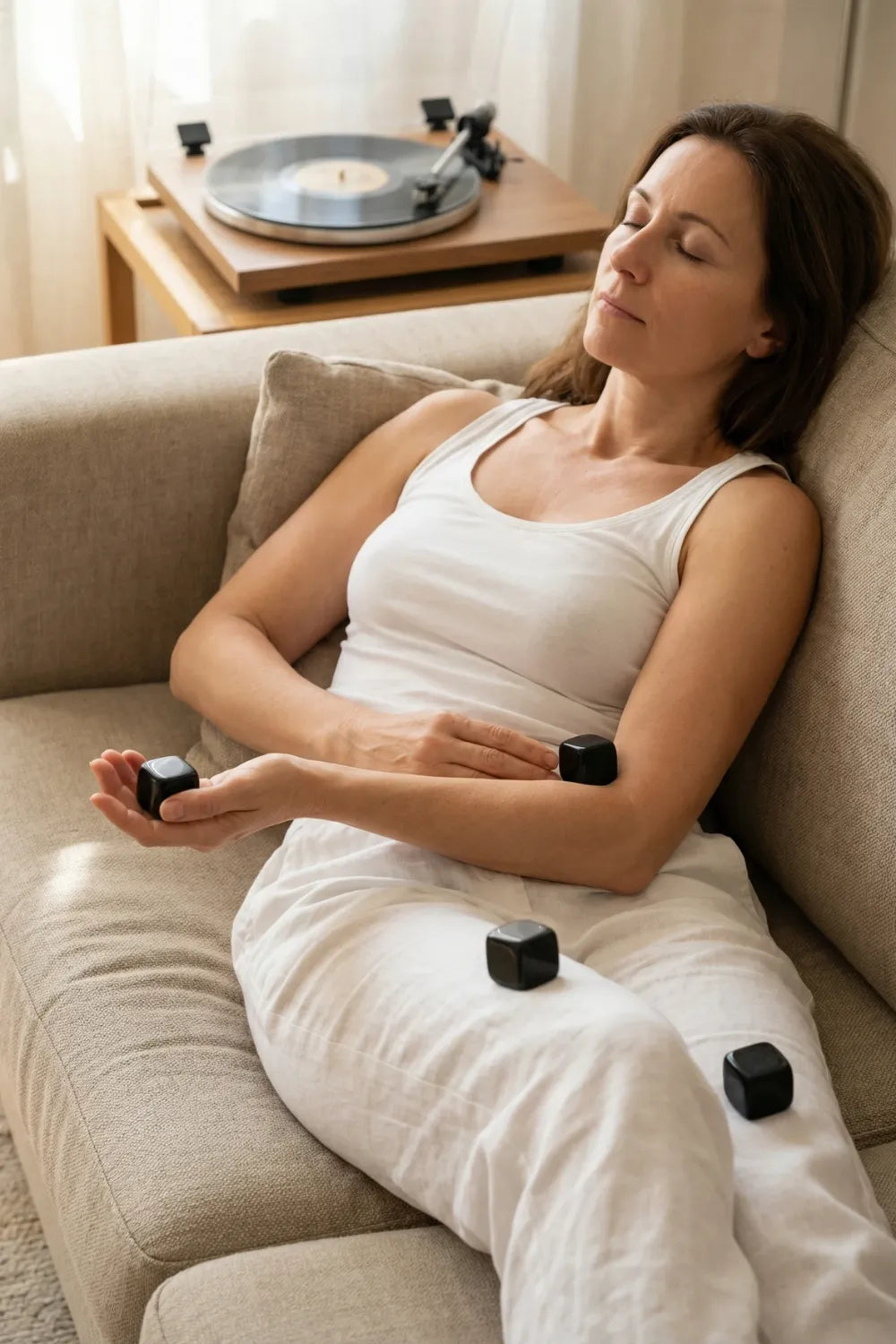 Cubo de obsidiana negra pulida natural