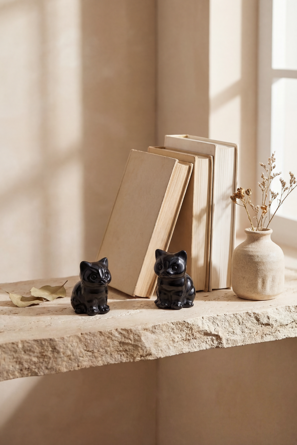 Figura de gato obsidiana negra
