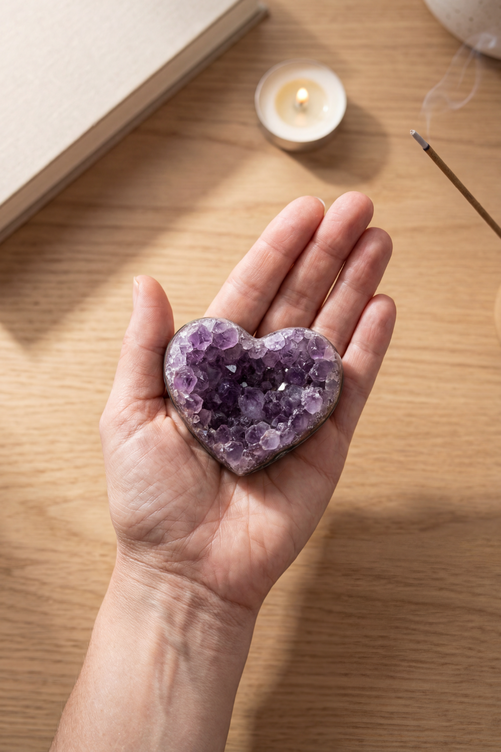 Geoda de amatista en forma de corazón