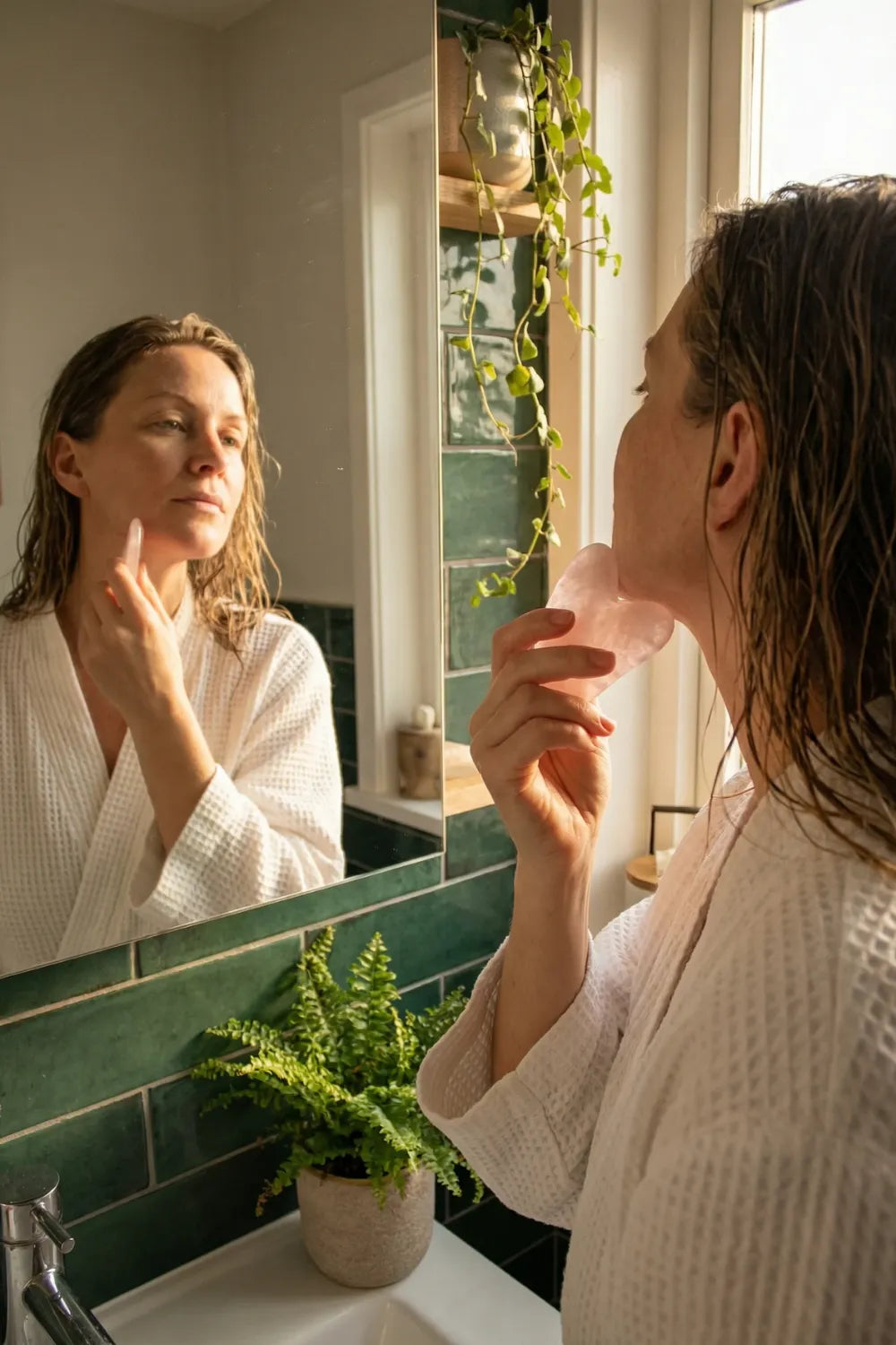 Gua Sha cuarzo rosa facial