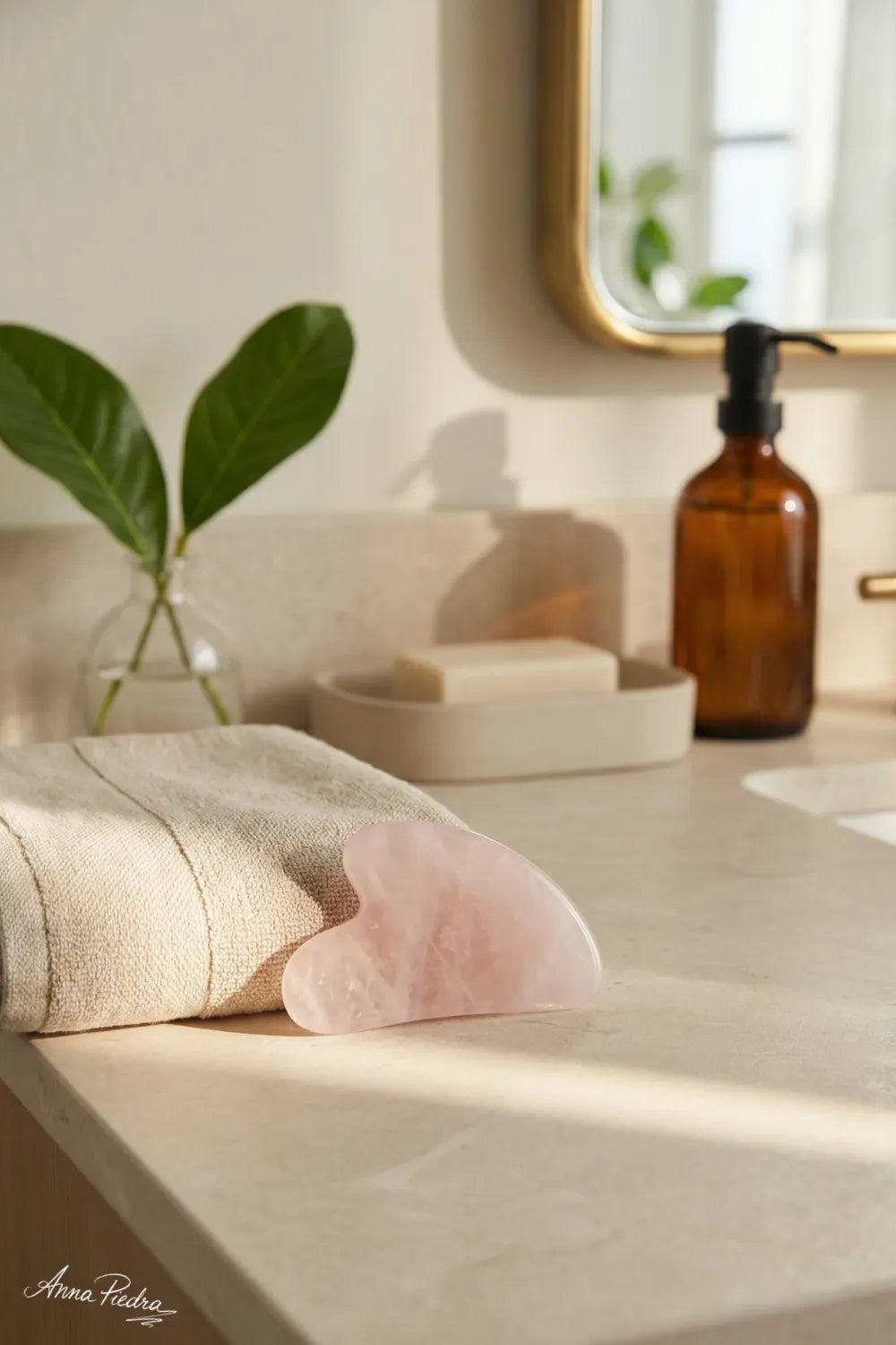 Gua Sha cuarzo rosa facial
