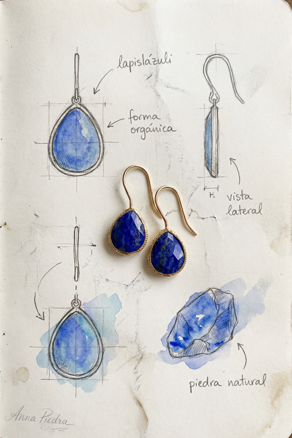 Pendientes lapislazuli dorados
