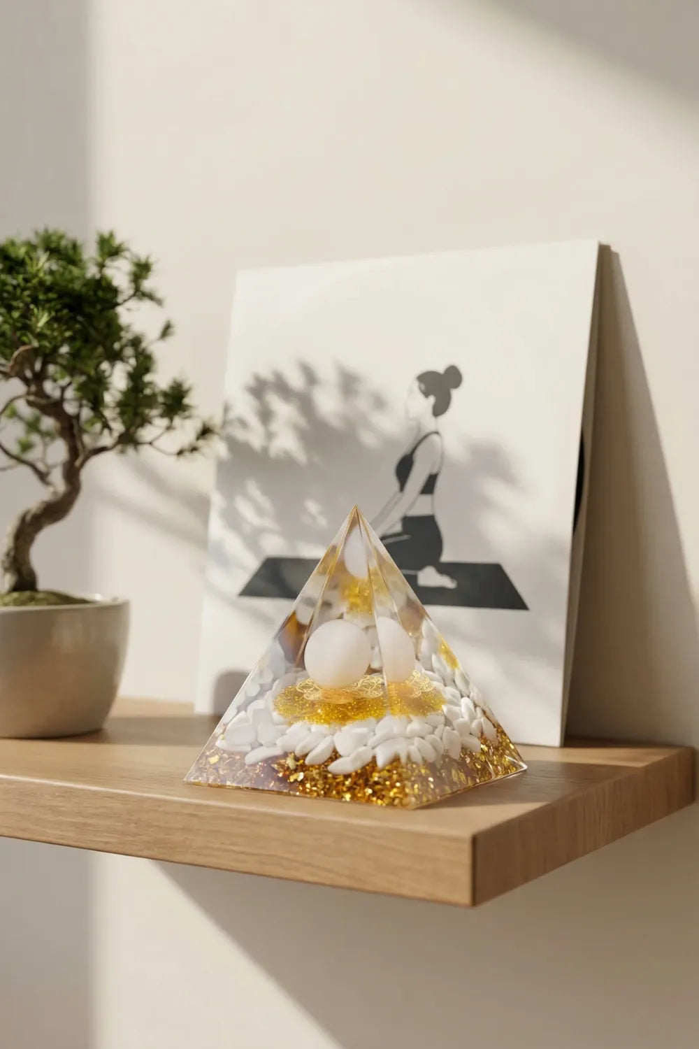 Pirámide de orgonita cuarzo blanco