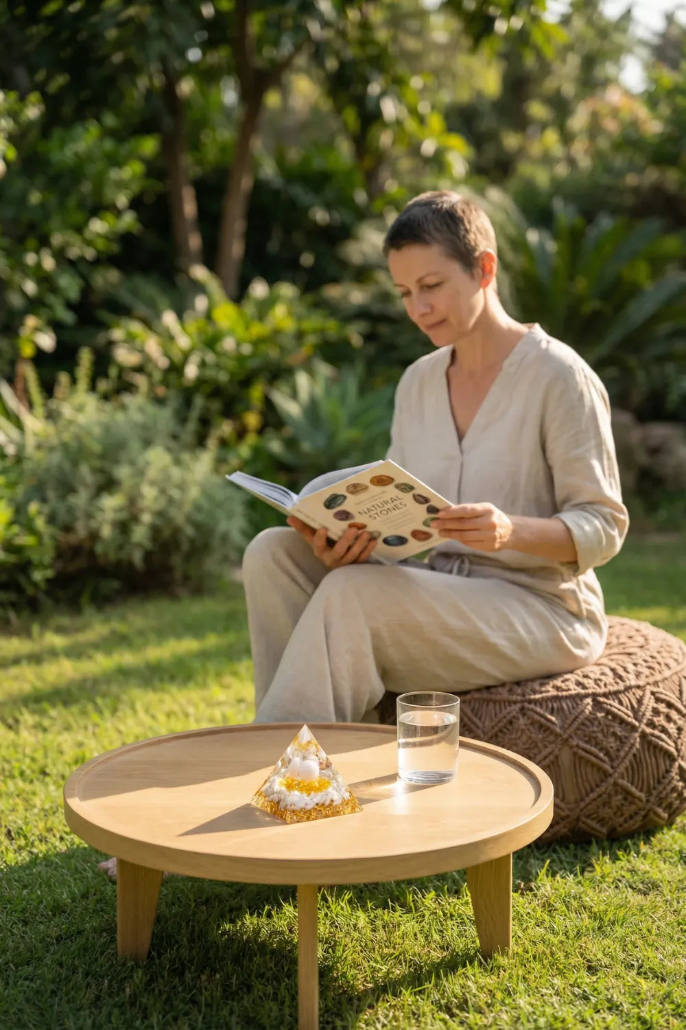 Pirámide de orgonita cuarzo blanco