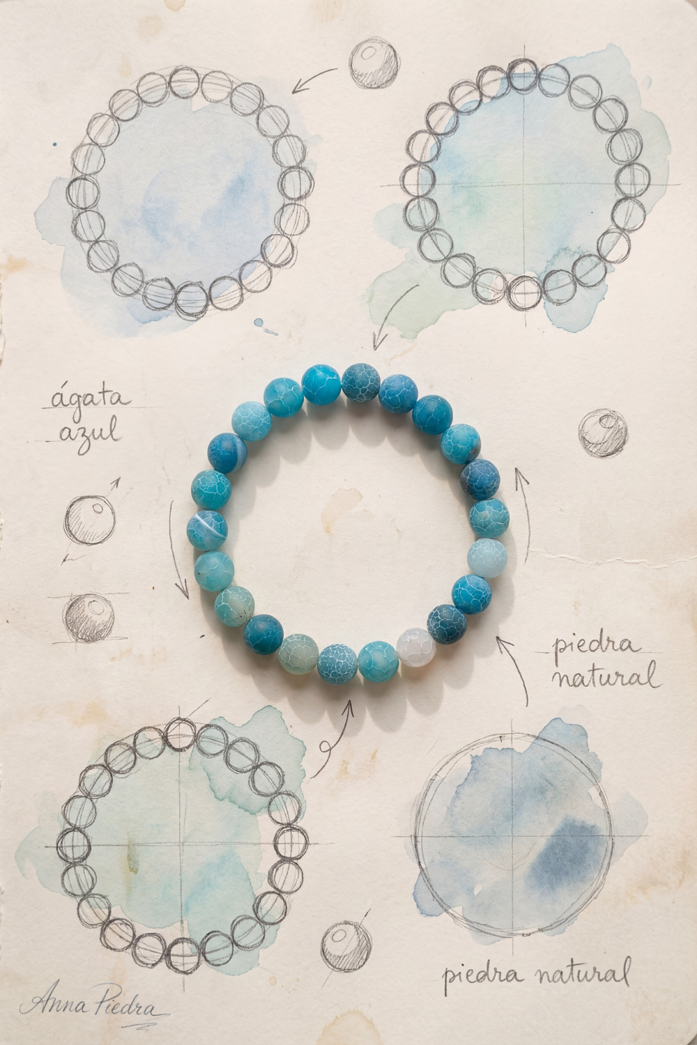 Pulsera agata azul
