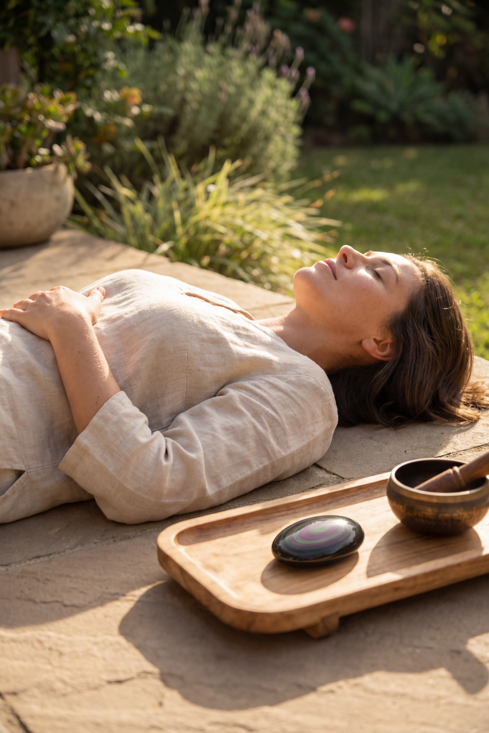 Rainbow obsidian palm stone
