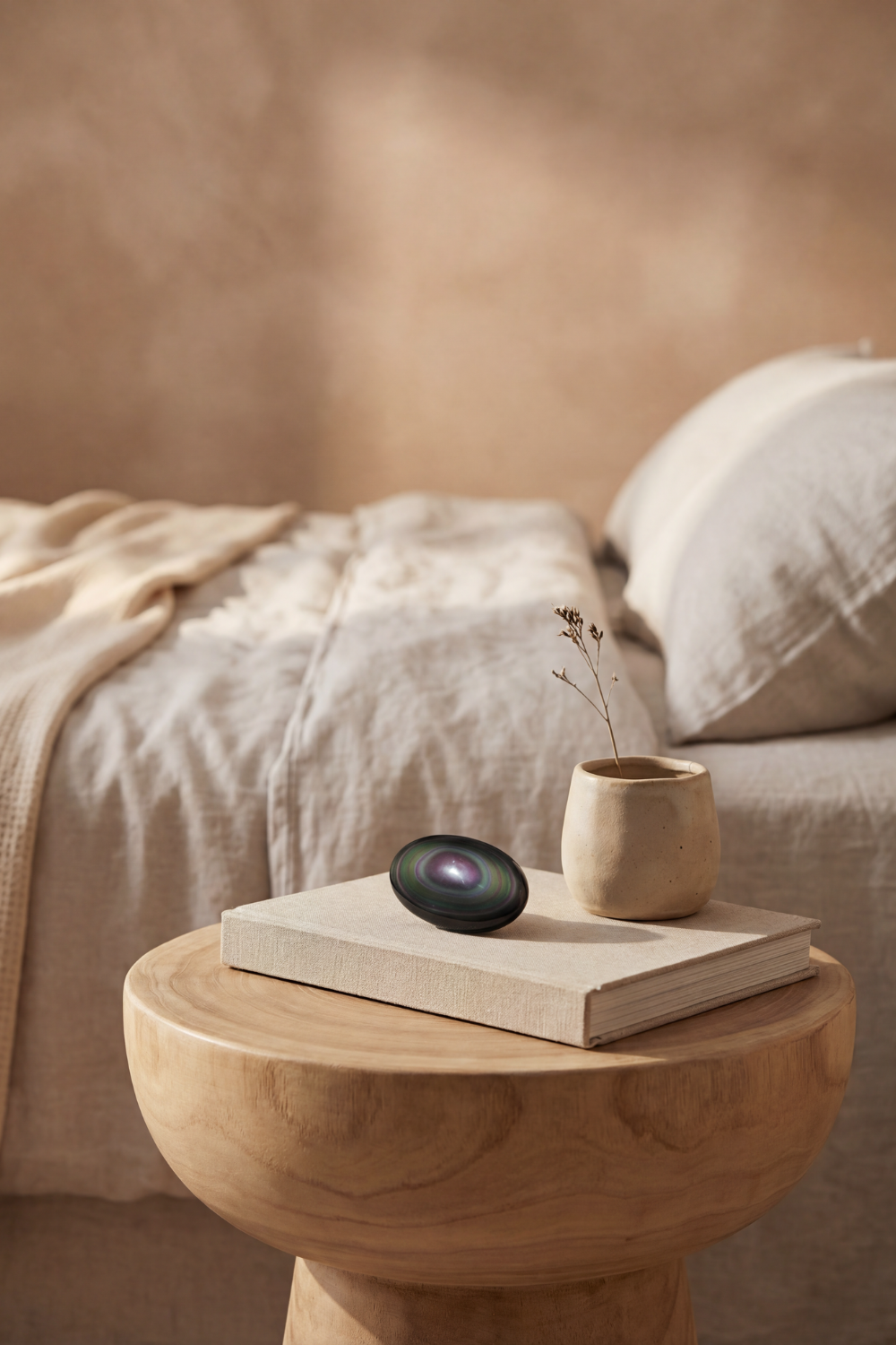 Rainbow obsidian palm stone
