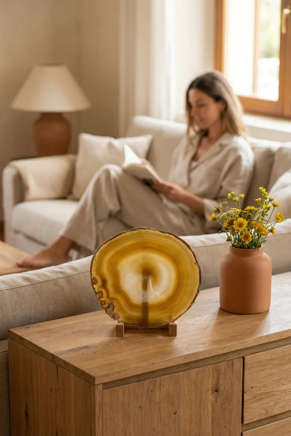 Rodaja de ágata amarilla